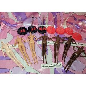 Barbie Model Muse Body Lot x7 Stands Shoes Mattel Replacement Doll Bodies